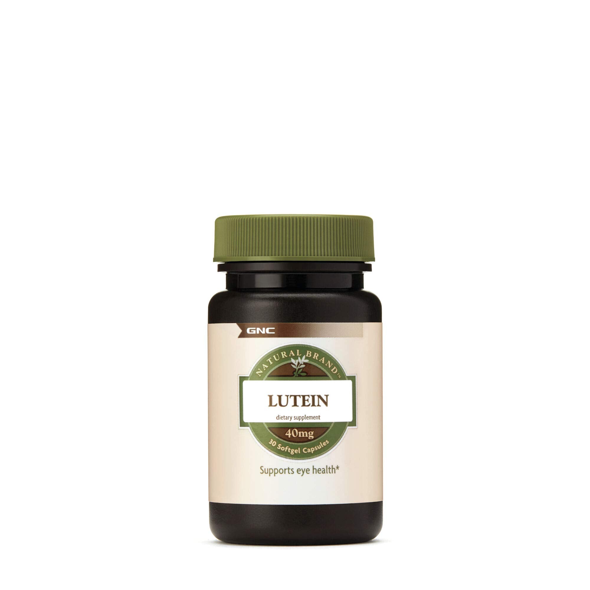 GNC Lutein 40 mg: botella de cápsulas, apoyo a la salud visual