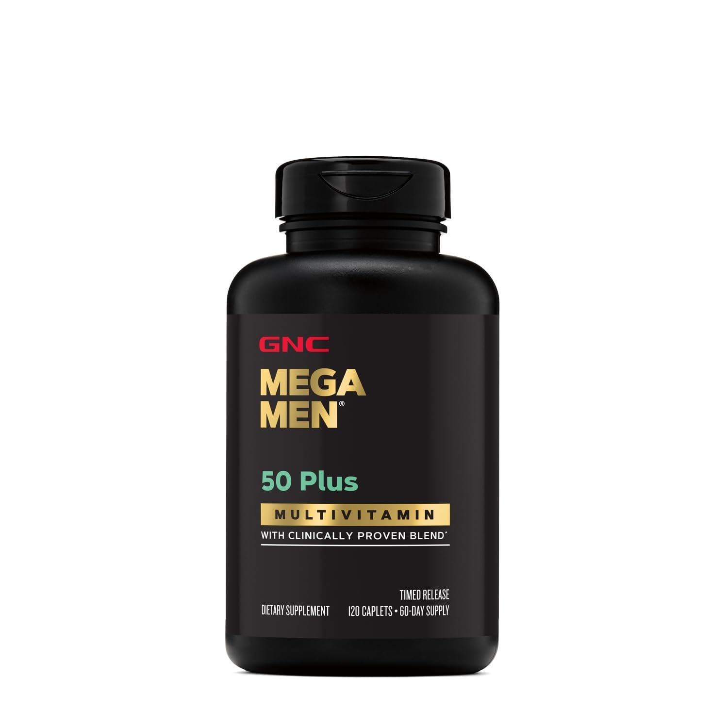 GNC Mega Men 50 Plus: ingredientes clínicos en una fórmula diaria.