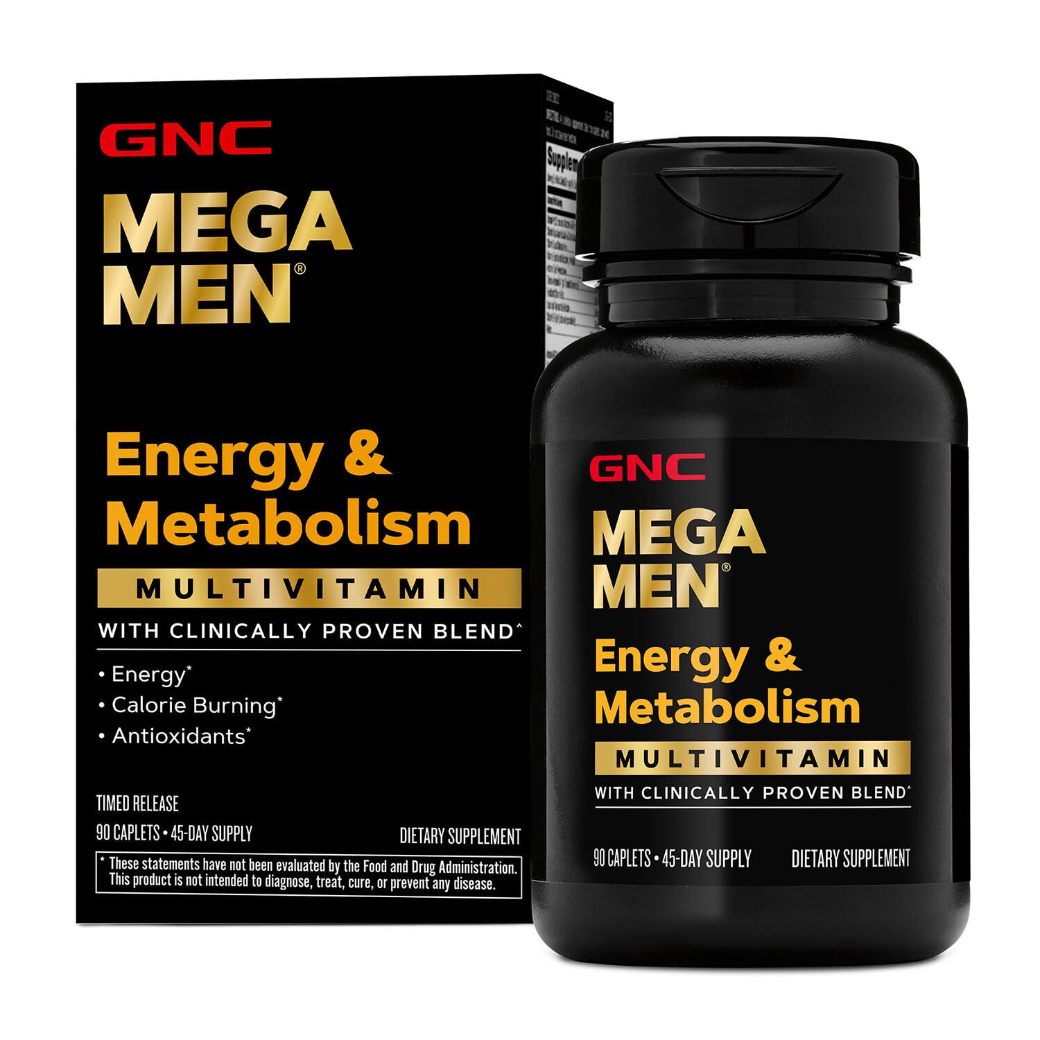 GNC Mega Men frente al paquete para energía diaria y fácil identificación