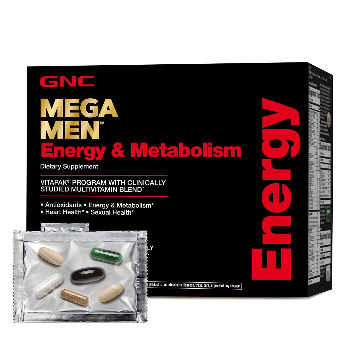 GNC Mega Men paquetes diarios para ingesta cómoda y energía diaria