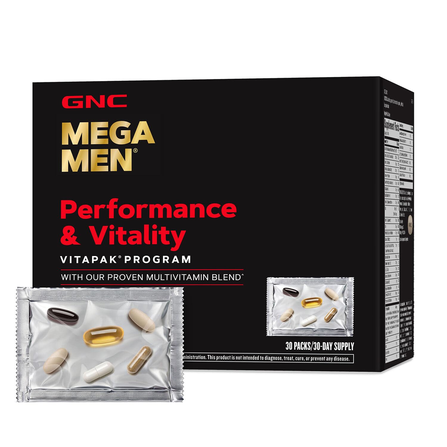 GNC Mega Men Vitapak empaque: nutrición completa para energía diaria