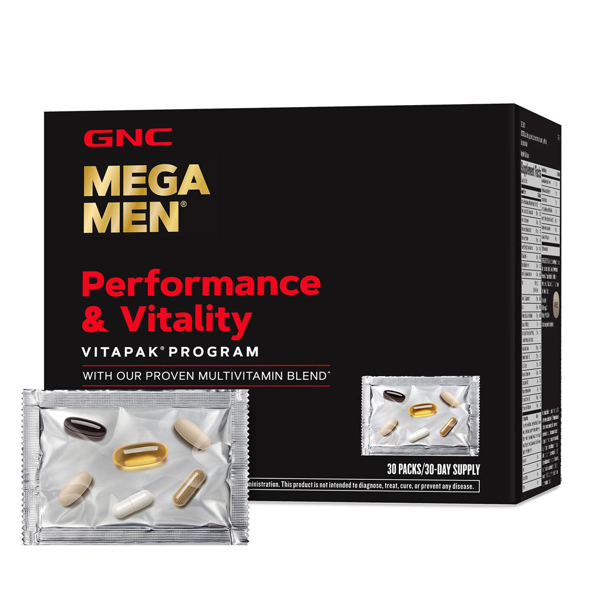 GNC Mega Men Vitapak empaque: nutrición completa para energía diaria