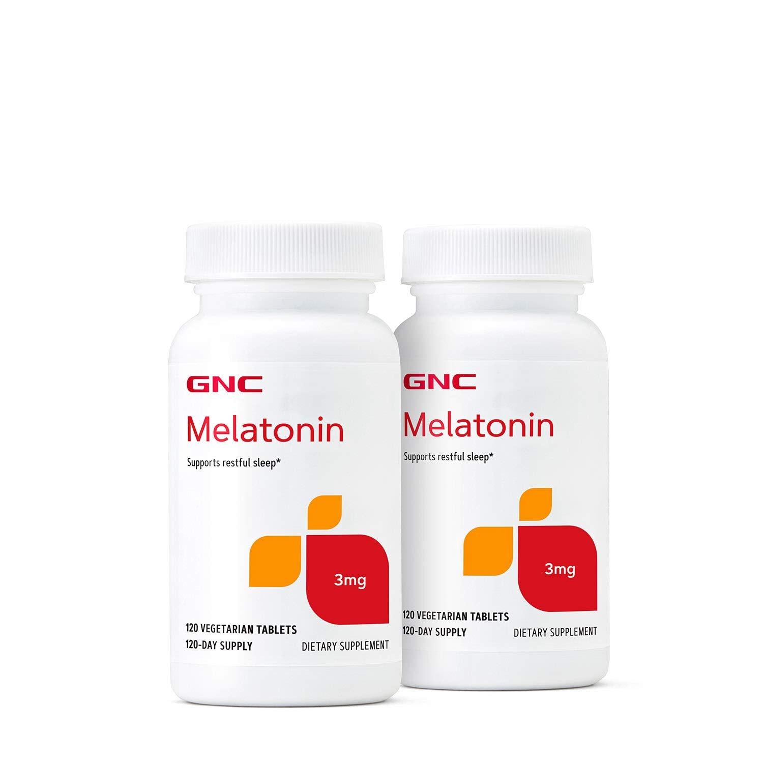 GNC Melatonina 3 mg, paquete doble con botella, apoyo para un sueño más tranquilo.