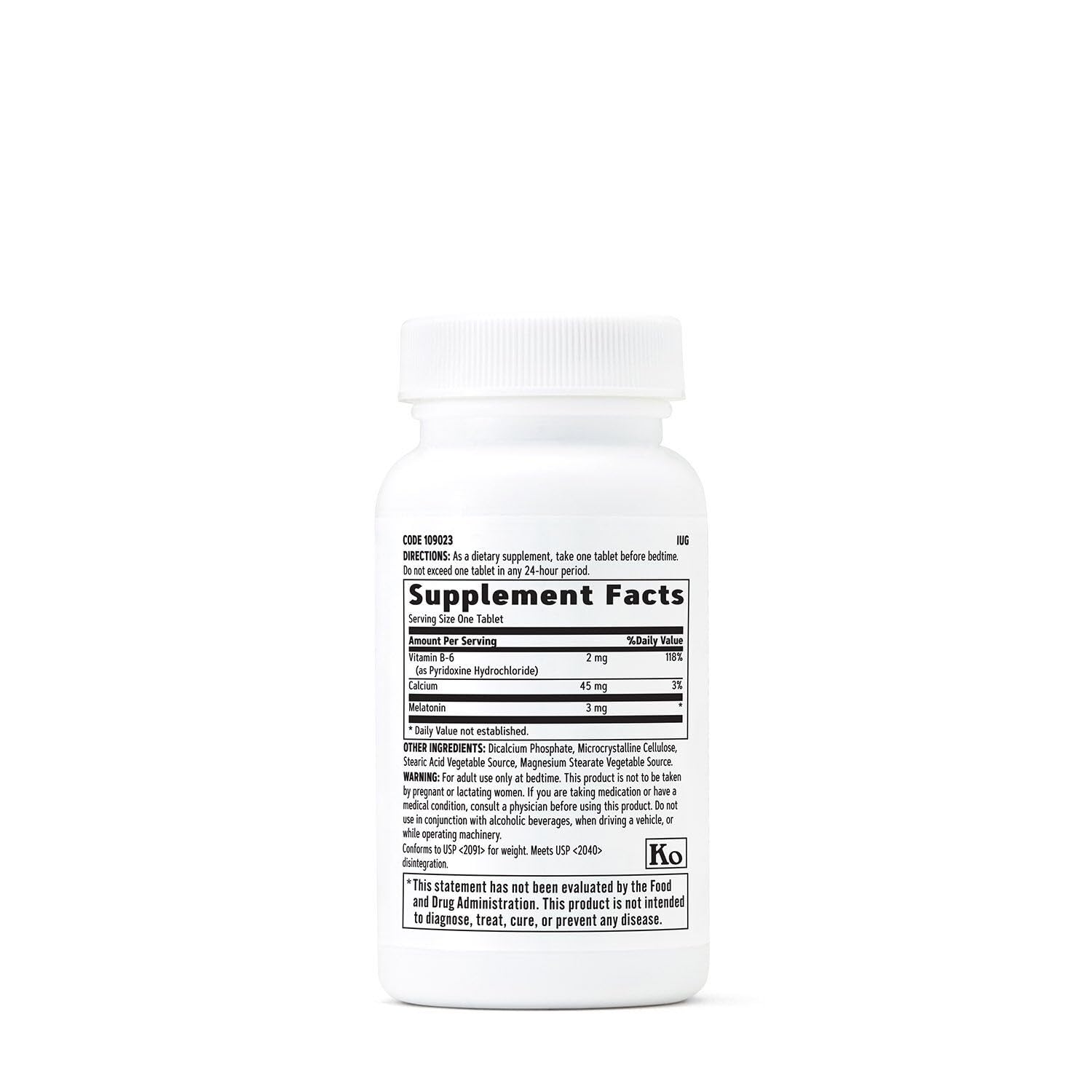 Frasco de GNC Melatonina 3 mg en tabletas para dormir mejor.