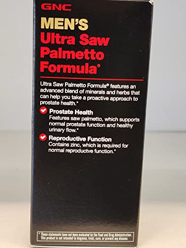GNC Men's Ultra Saw Palmetto, cápsulas, fórmula avanzada para función prostática normal.