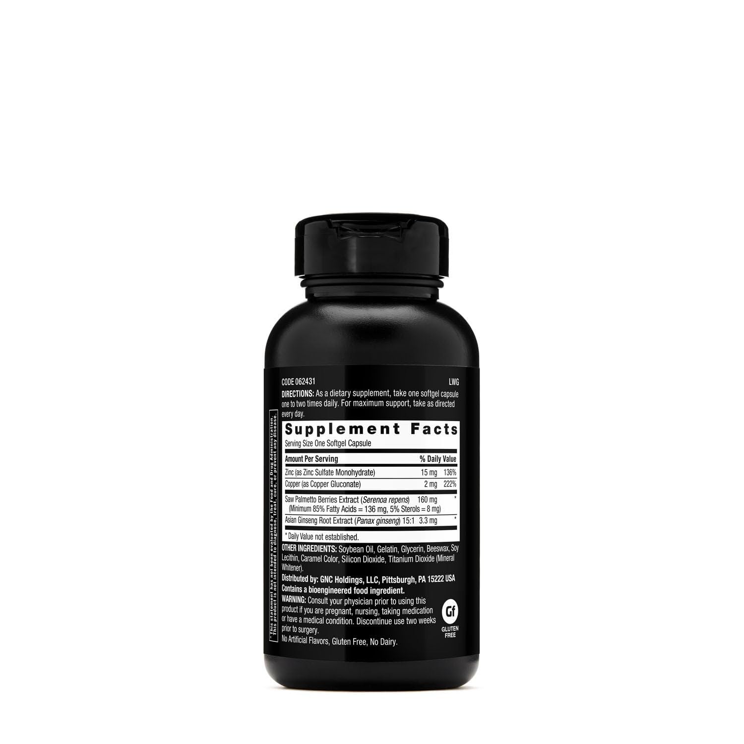 GNC Men's Ultra Saw Palmetto, detalle de ingredientes clave.