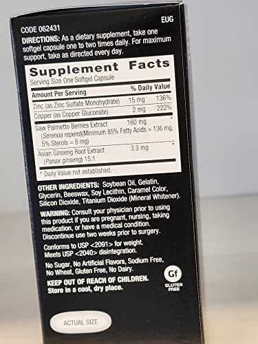 GNC Men's Ultra Saw Palmetto, etiqueta frontal, ingredientes clave.
