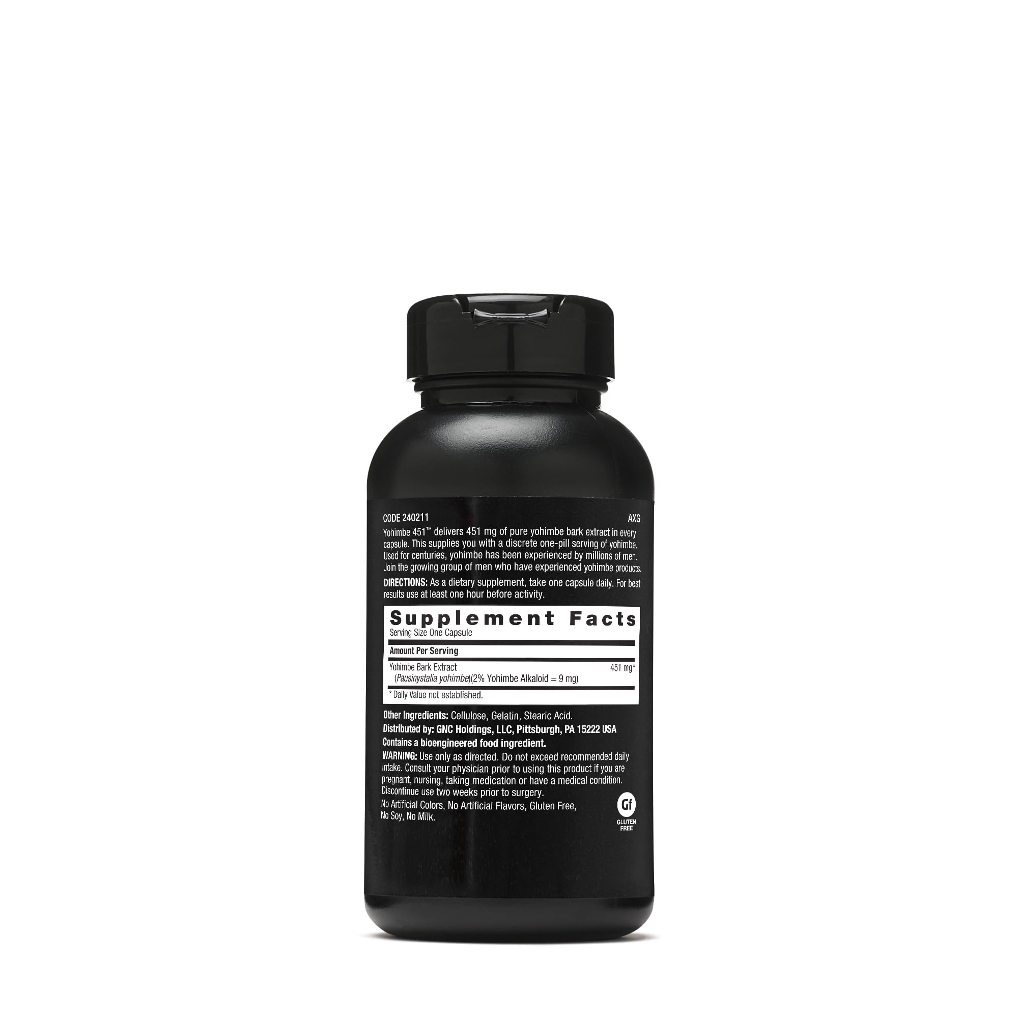 GNC Yohimbe 451, cápsulas, opción rápida para apoyo de energía diaria