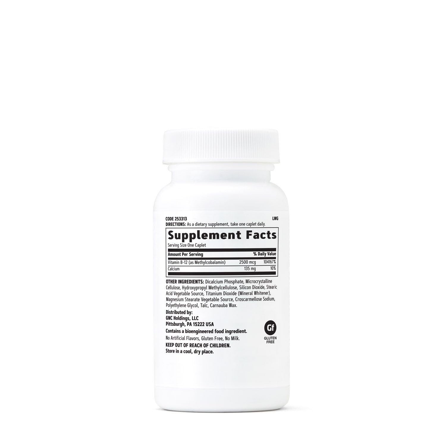 GNC Methyl B12 2500mcg: etiqueta del producto con beneficios destacados