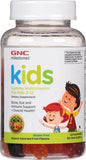 GNC Milestones Kids Gummy Multivitamin, etiqueta clara con 11 nutrientes esenciales para la salud diaria.