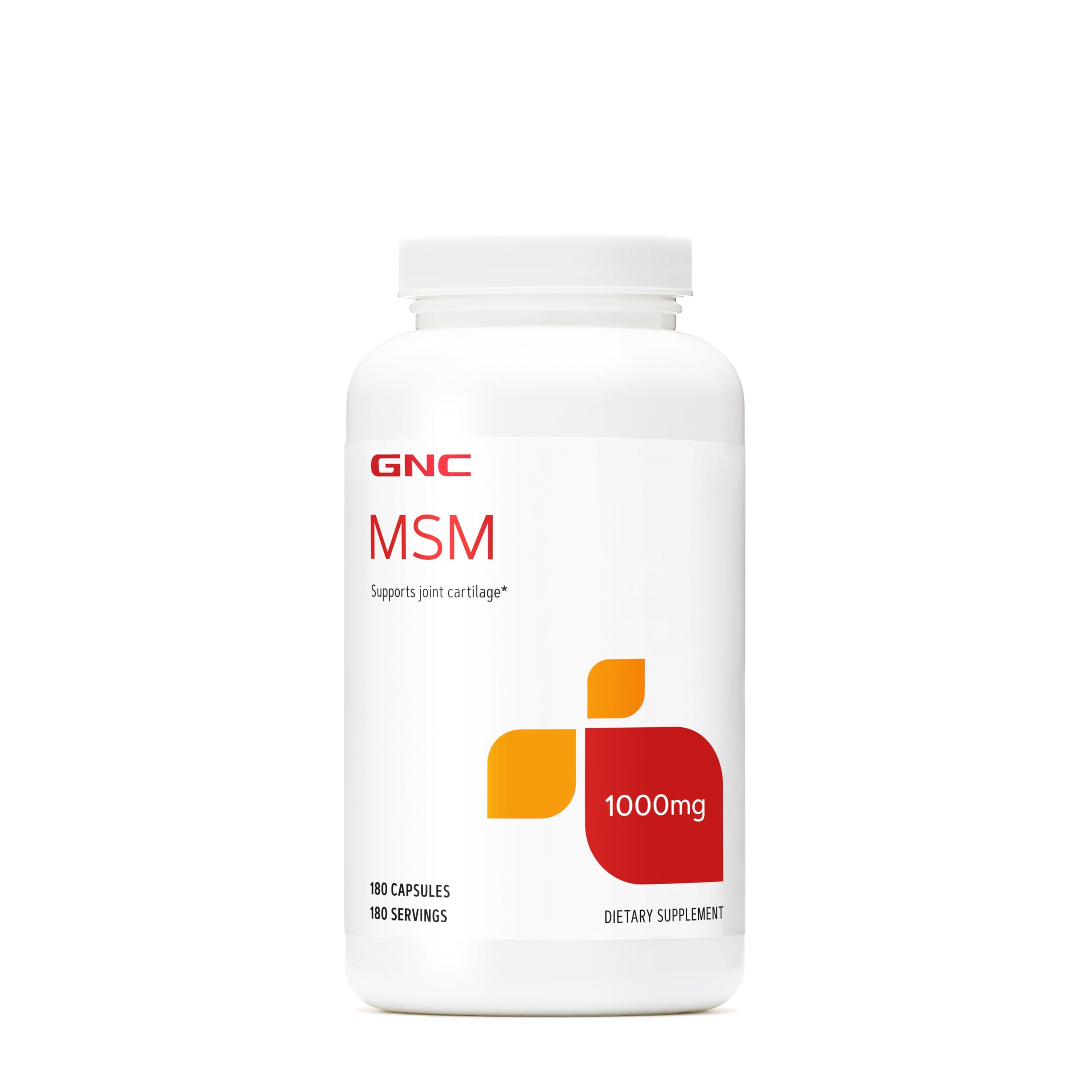 GNC MSM 1000 mg cápsulas para soporte articular diario.