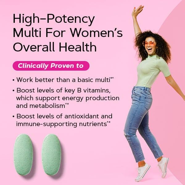 GNC Women’s Ultra Mega Comprimidos: mano sosteniendo botella, recordatorio de salud y energía
