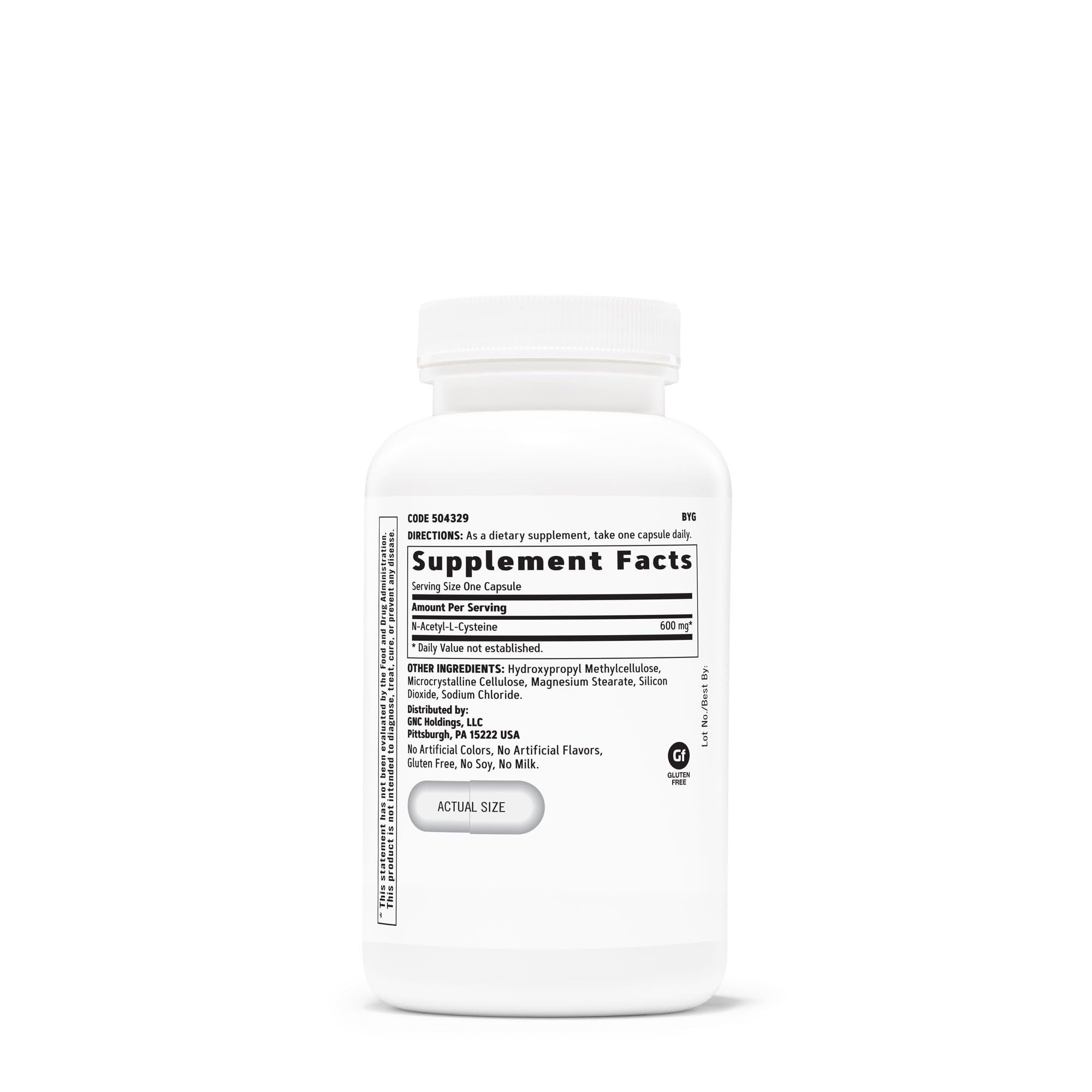GNC NAC 600 mg, presentación de 120 cápsulas, uso diario sencillo