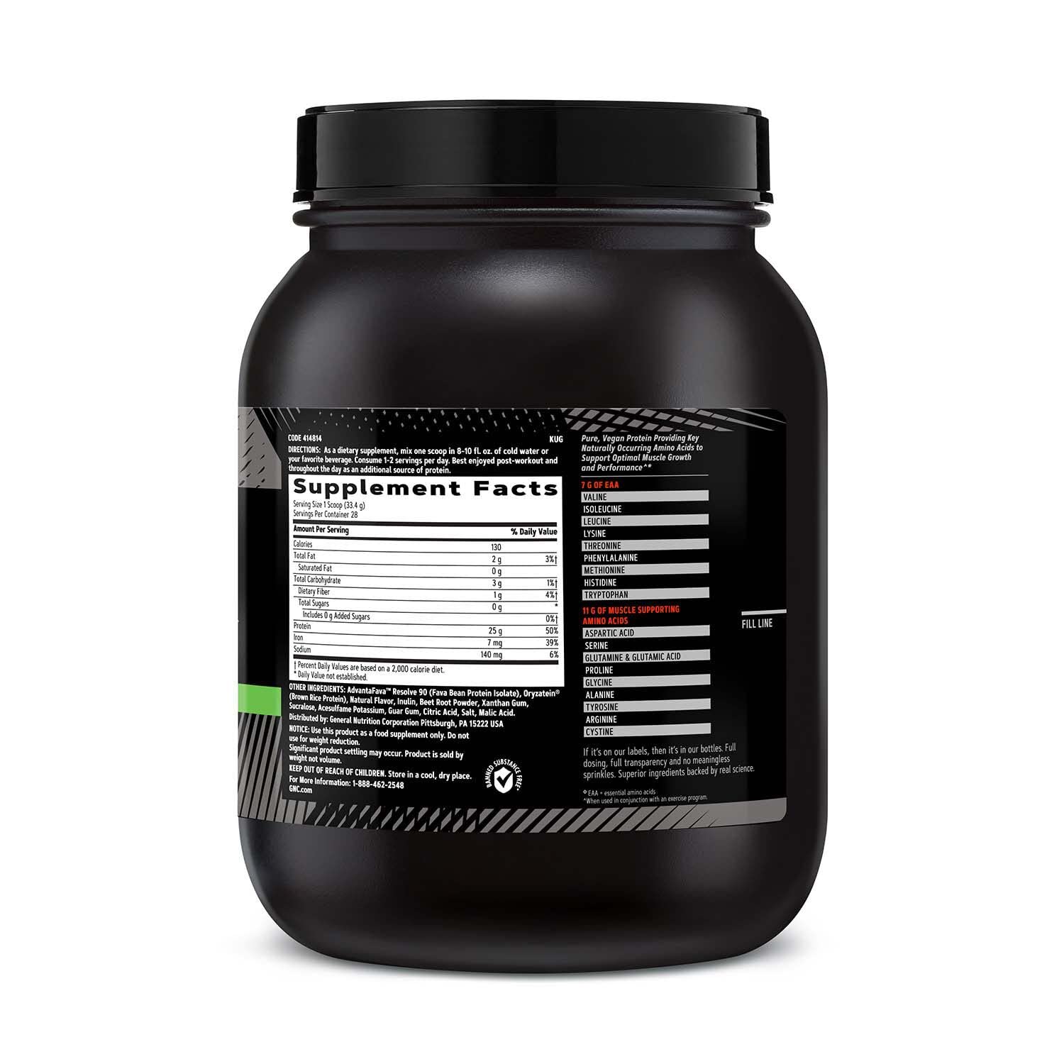 GNC AMP Empaque de proteína vegetal, sabor fresa banana, perfecto para batidos rápidos