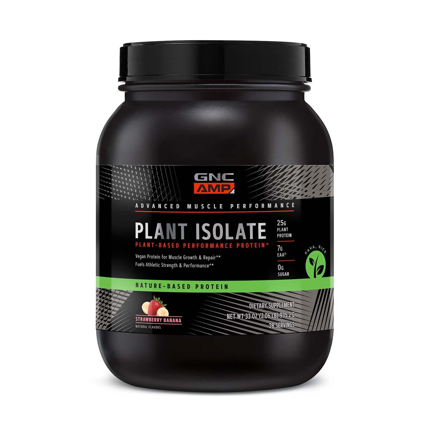 GNC AMP proteína de planta en polvo, sabor fresa banana, ideal para batidos diarios