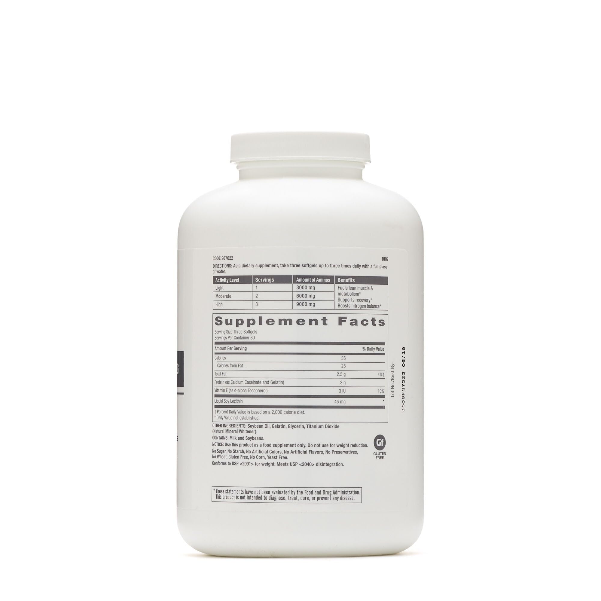 GNC Pro Performance Amino 3000, frontal de embalaje mostrando la etiqueta