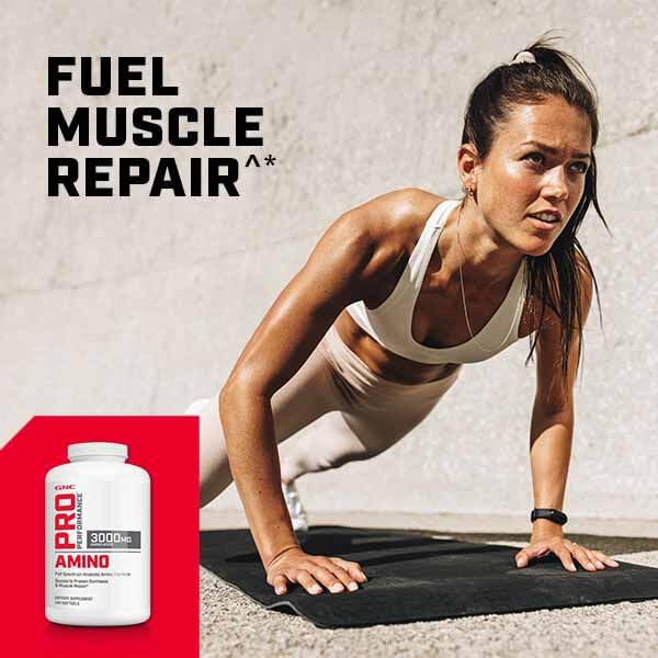 Uso post-entrenamiento con GNC Pro Performance Amino 3000 para apoyo a la reparación muscular