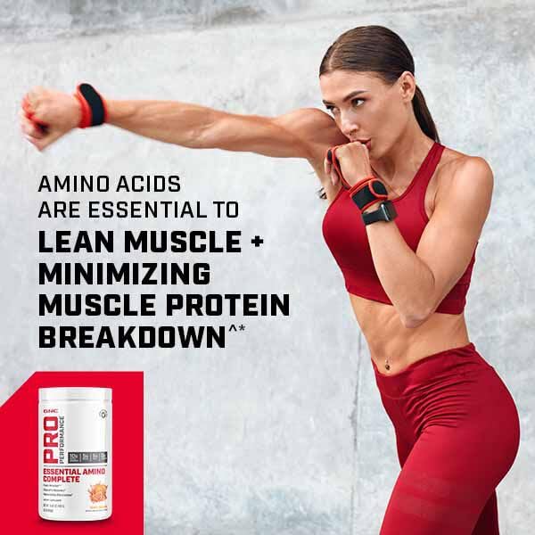 GNC Pro Performance Amino Complete, etiqueta certificada sin sustancias prohibidas para atletas.