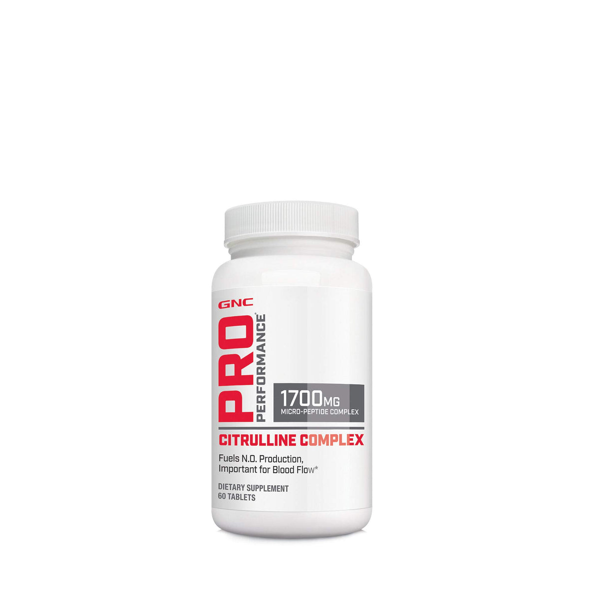 GNC Complejo de Citrulina Pro Performance en tabletas, posible apoyo a la circulación y rendimiento físico.
