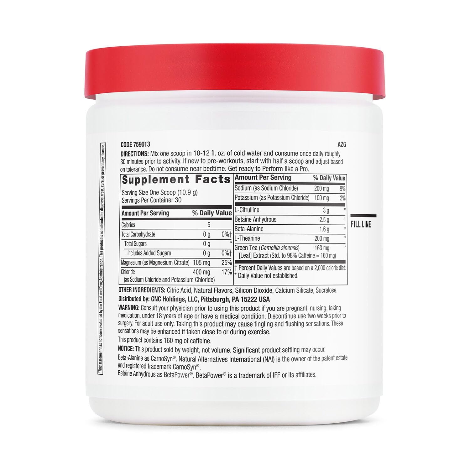 GNC Pro Performance Pre-entrenamiento: hidratación con electrolitos para sesiones largas.