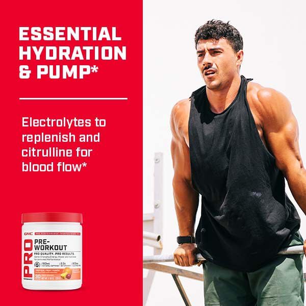 GNC Pro Performance Pre-entrenamiento: sin azúcar y sin gluten para dietas saludables.
