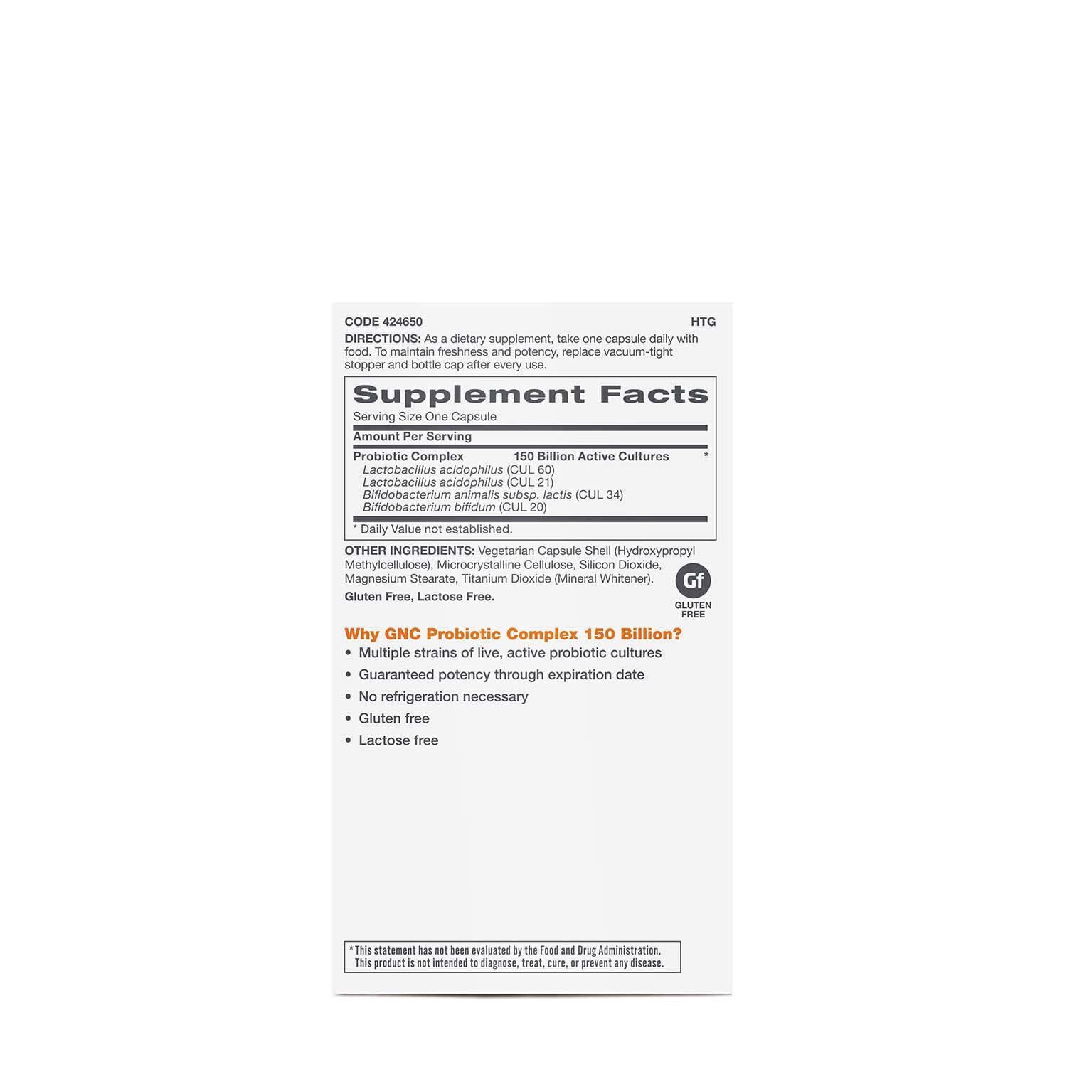 Cápsula de GNC Probiotic Complex para soporte digestivo y bienestar