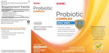 GNC Probiotic Complex: etiqueta de la botella para verificar potencia y fecha de caducidad.