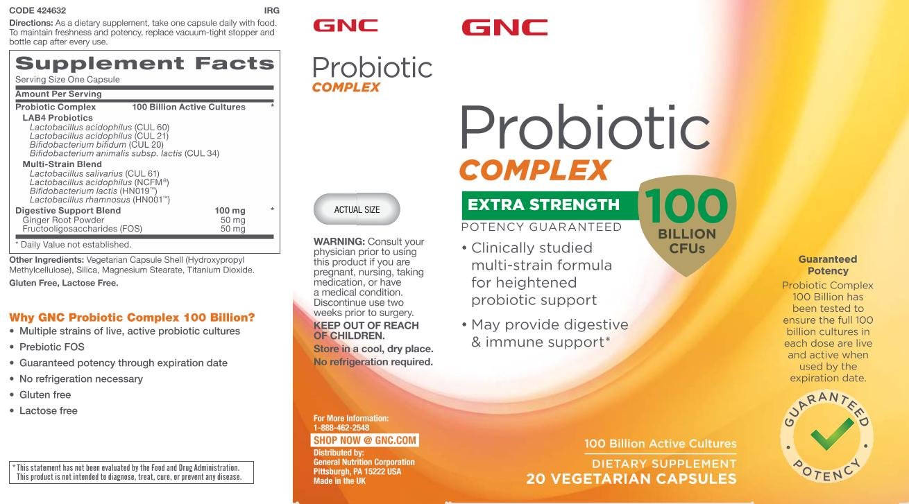GNC Probiotic Complex: etiqueta vegetariana para dietas sin gluten