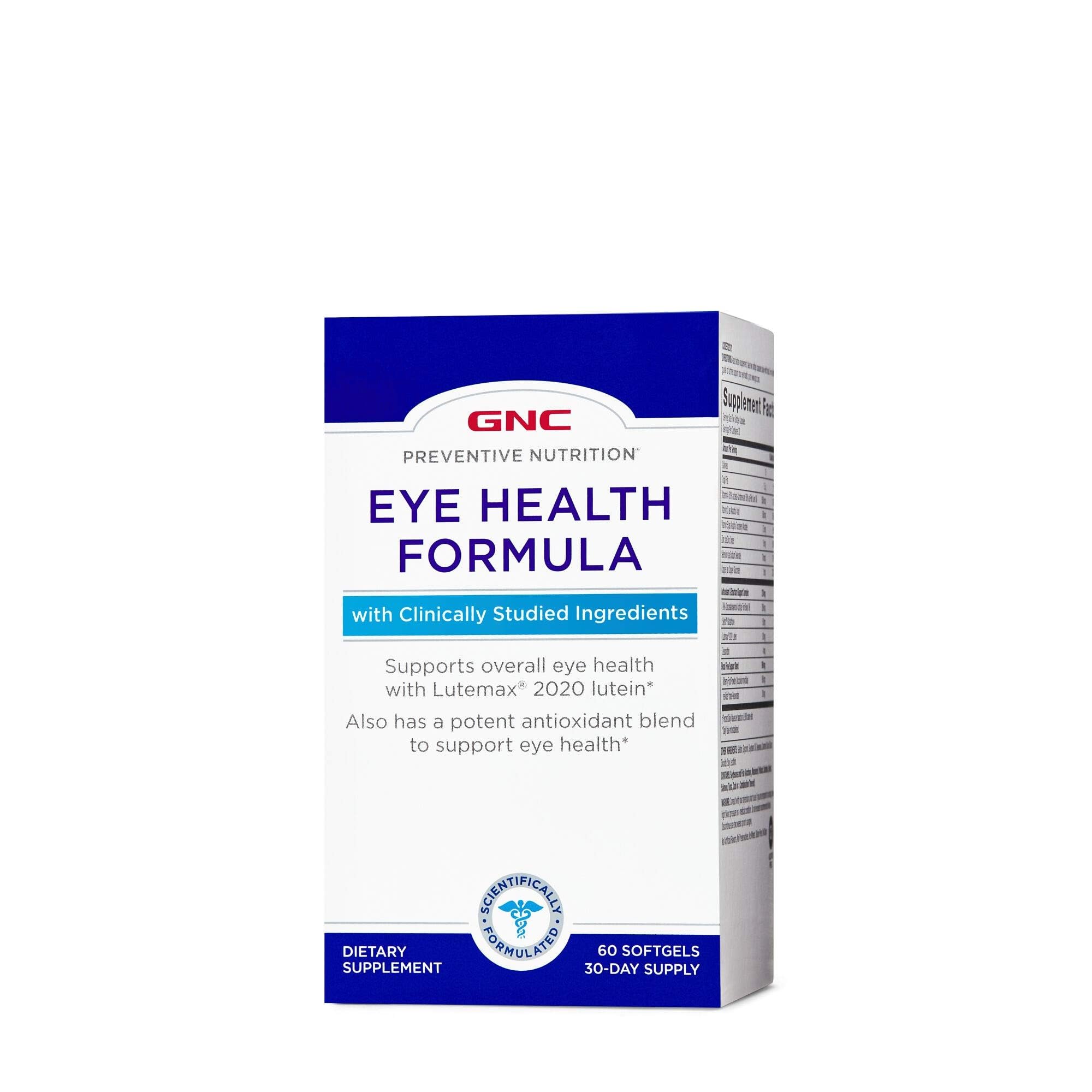 GNC Salud Ocular Formula: frasco para apoyo visual en la rutina diaria.