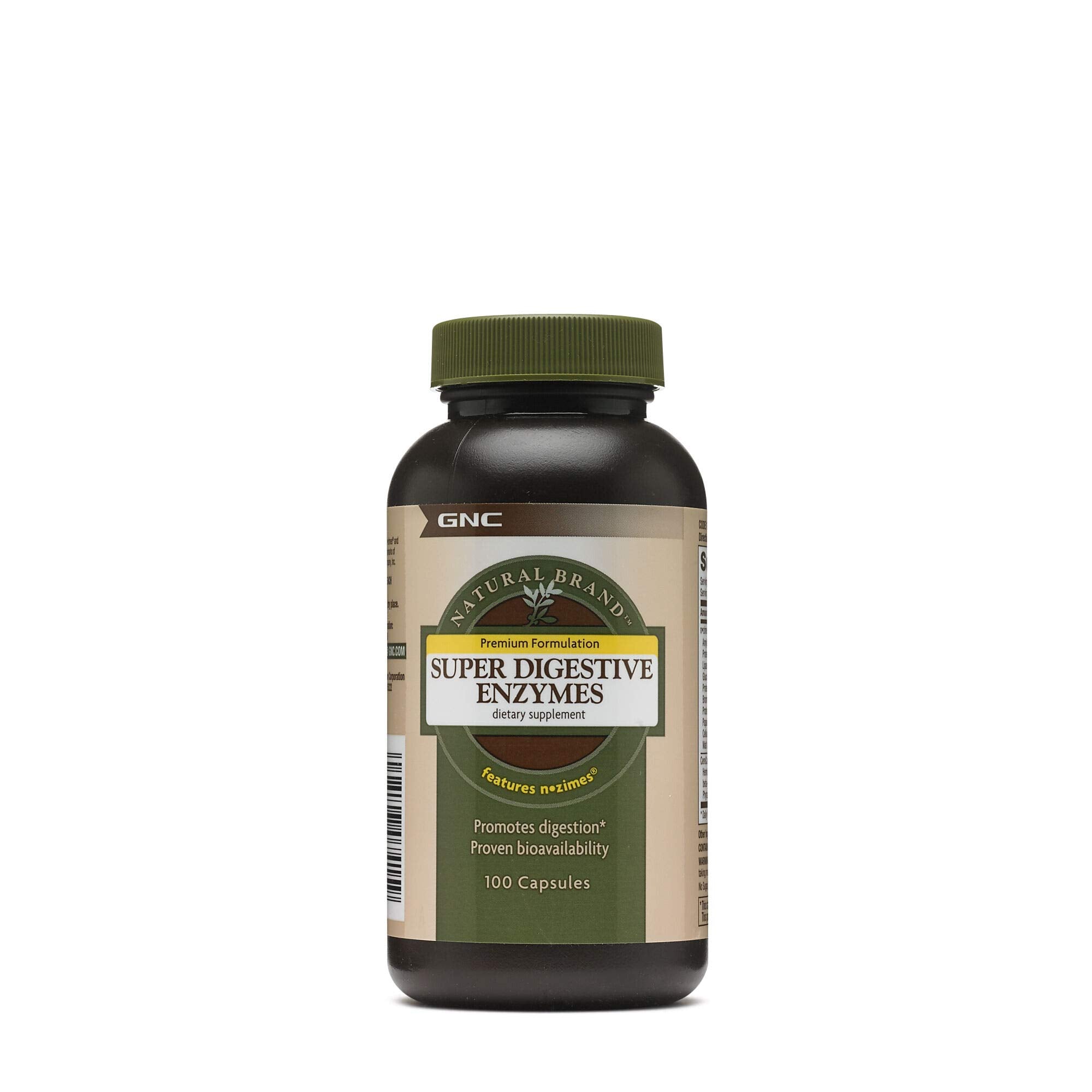 GNC Super Digestive Enzymes cápsulas fáciles de tomar para apoyar la digestión diaria.