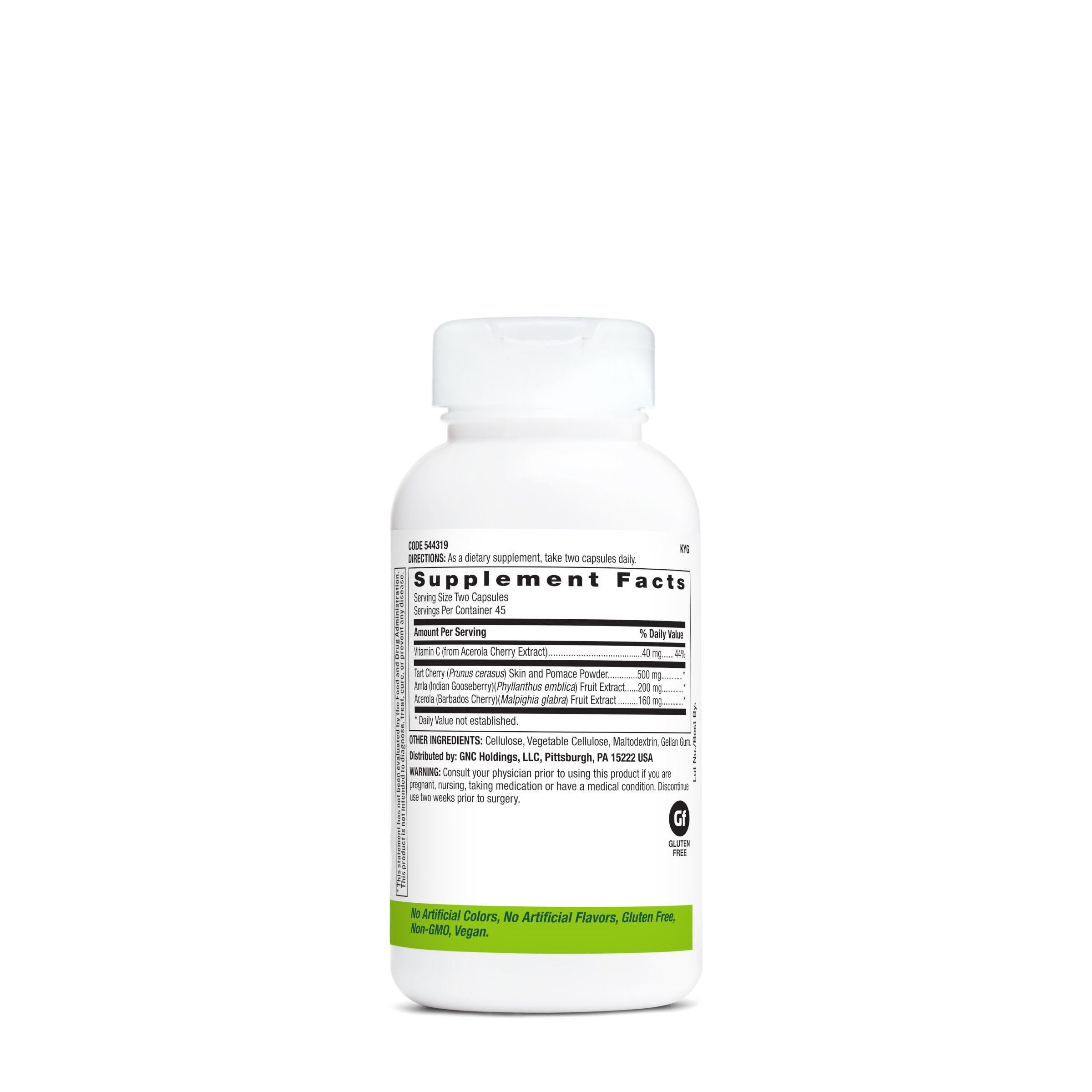 GNC SuperFoods Cherry Complex, etiqueta frontal para identificación rápida.