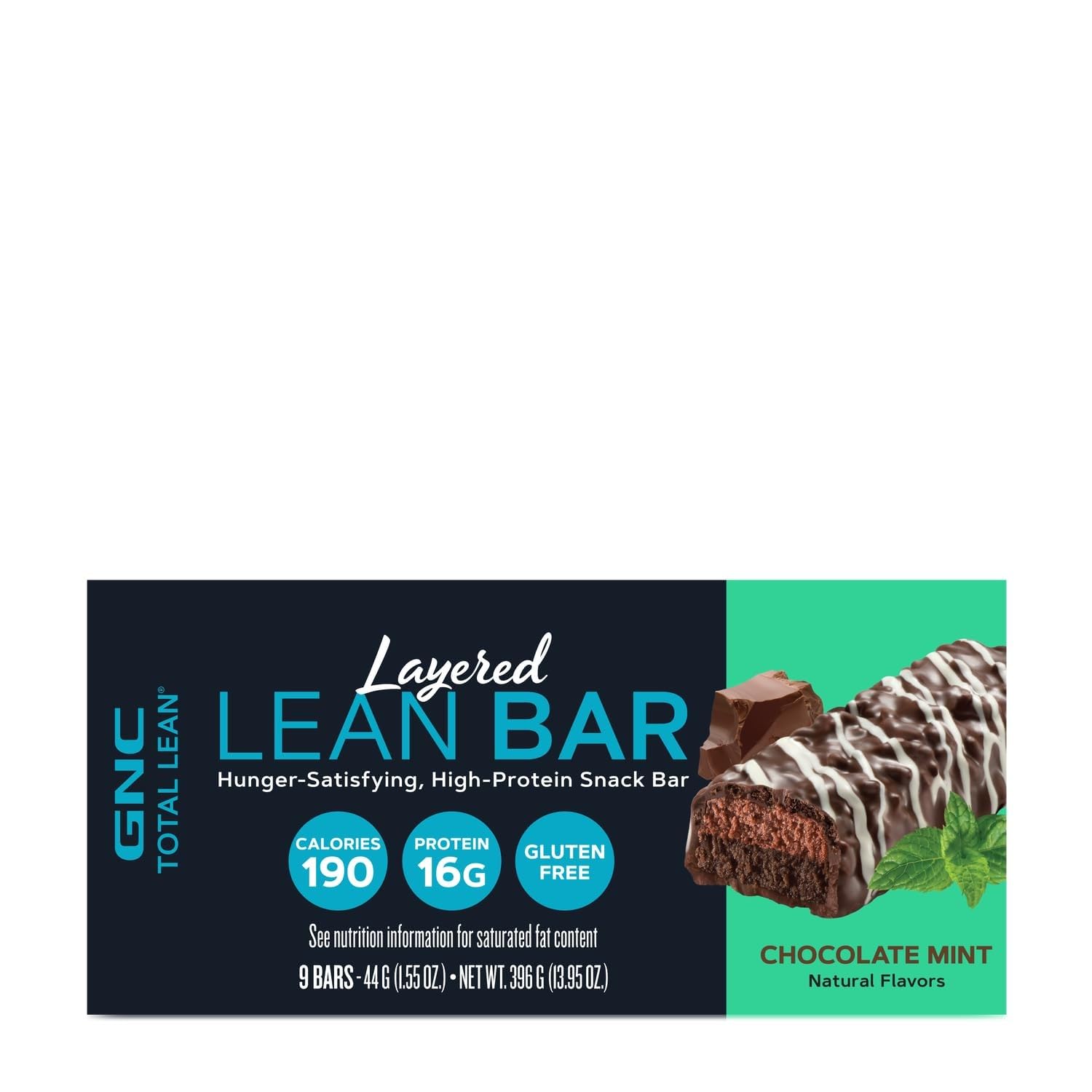 GNC Total Lean Barra en Capas Chocolate Menta textura cremosa y cobertura suave.