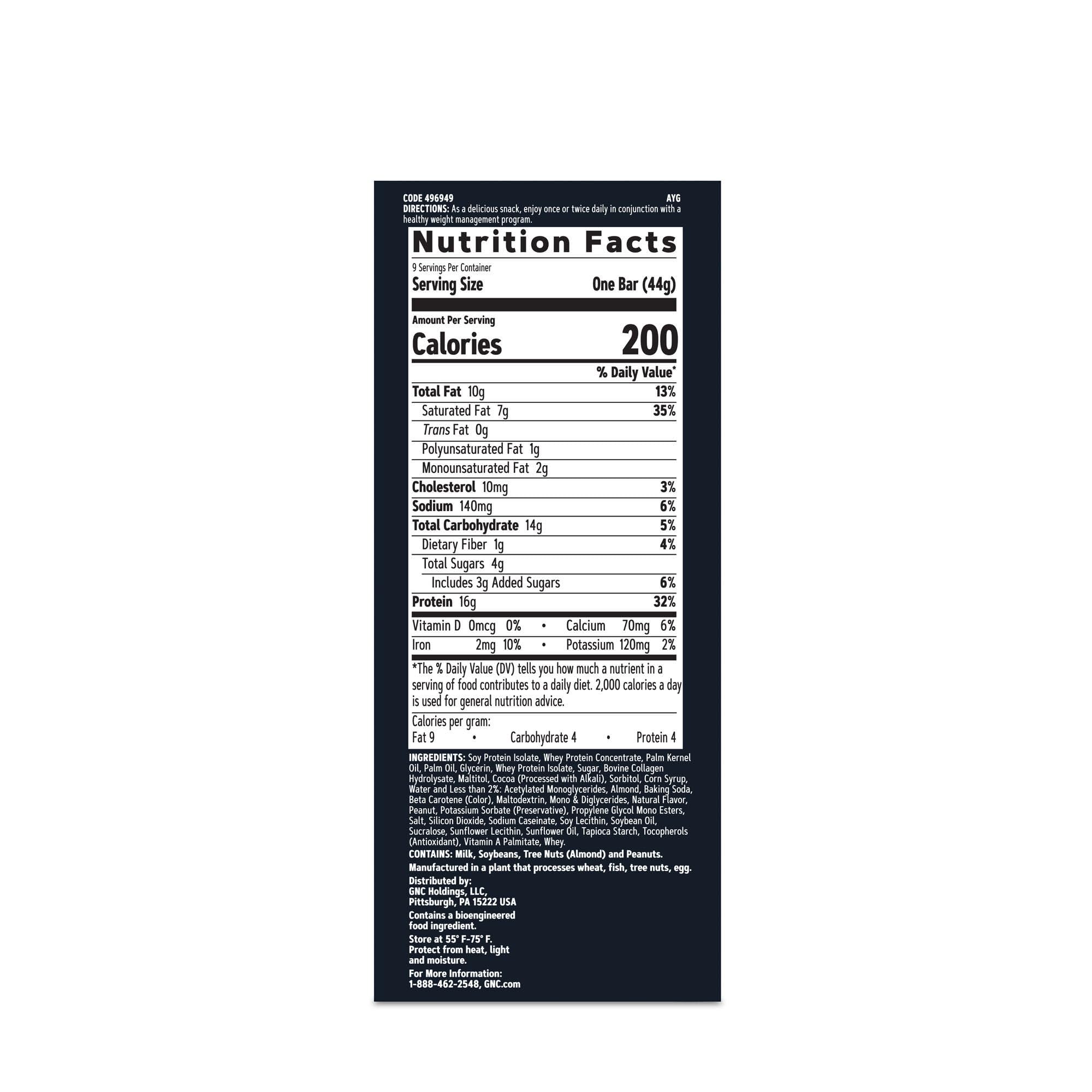 GNC Total Lean barra alta en proteína para satisfacer entre comidas con sabor.