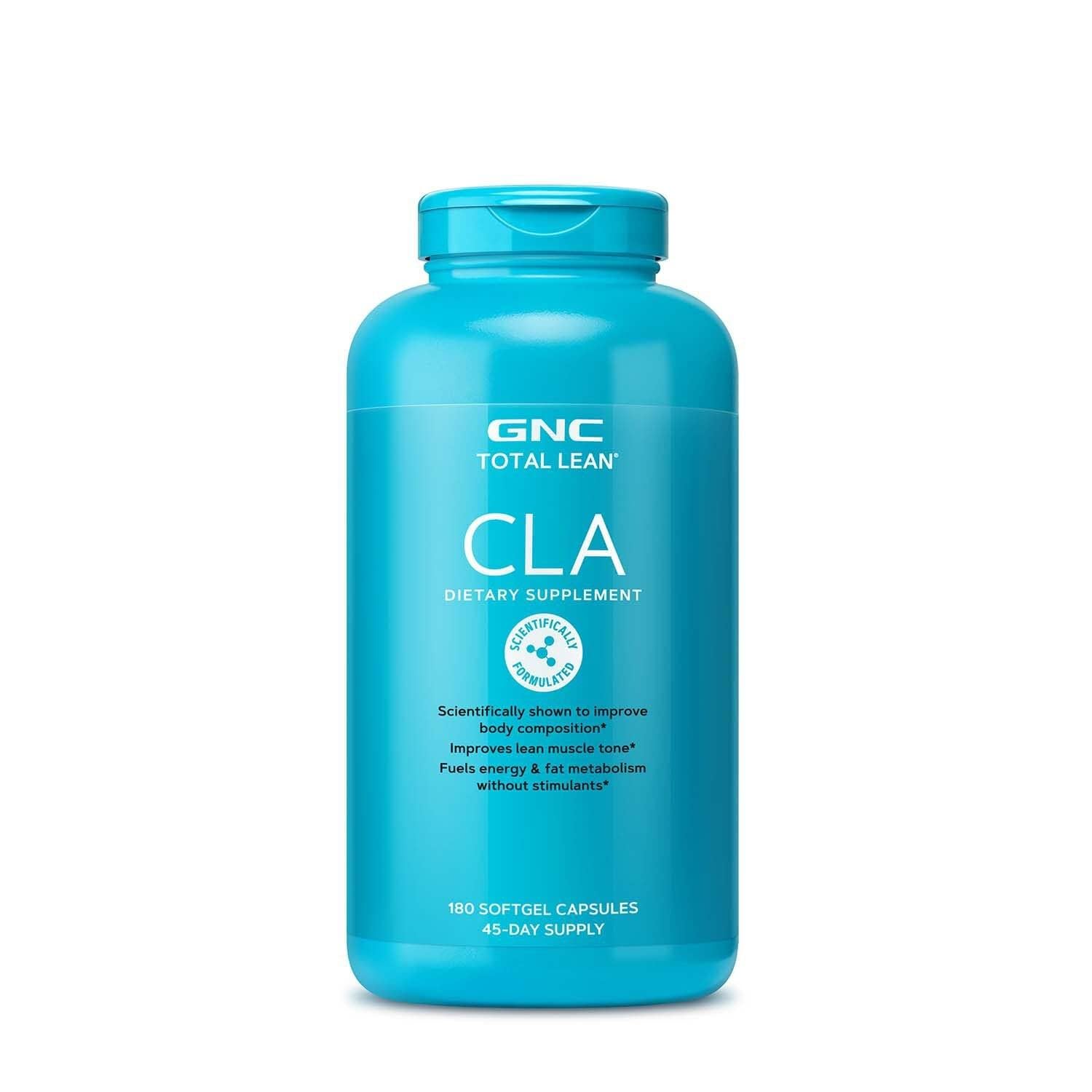 GNC Total Lean CLA 3-6-9, botella frontal, apoyo a la composición corporal diaria.