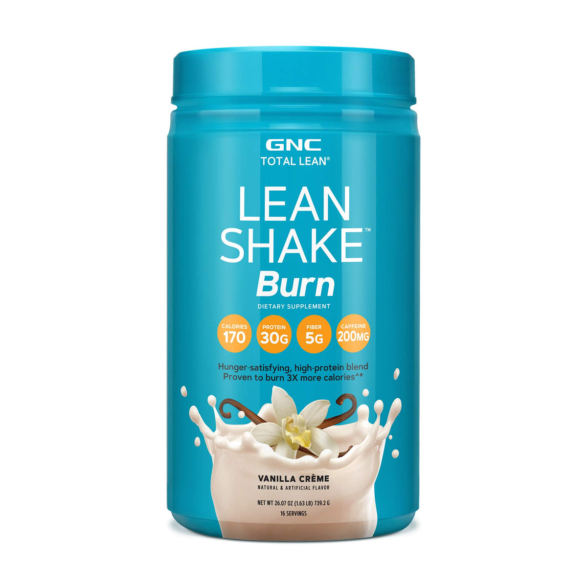 GNC Lean Shake Burn en bote vainilla crema: proteína de alta calidad para saciedad.
