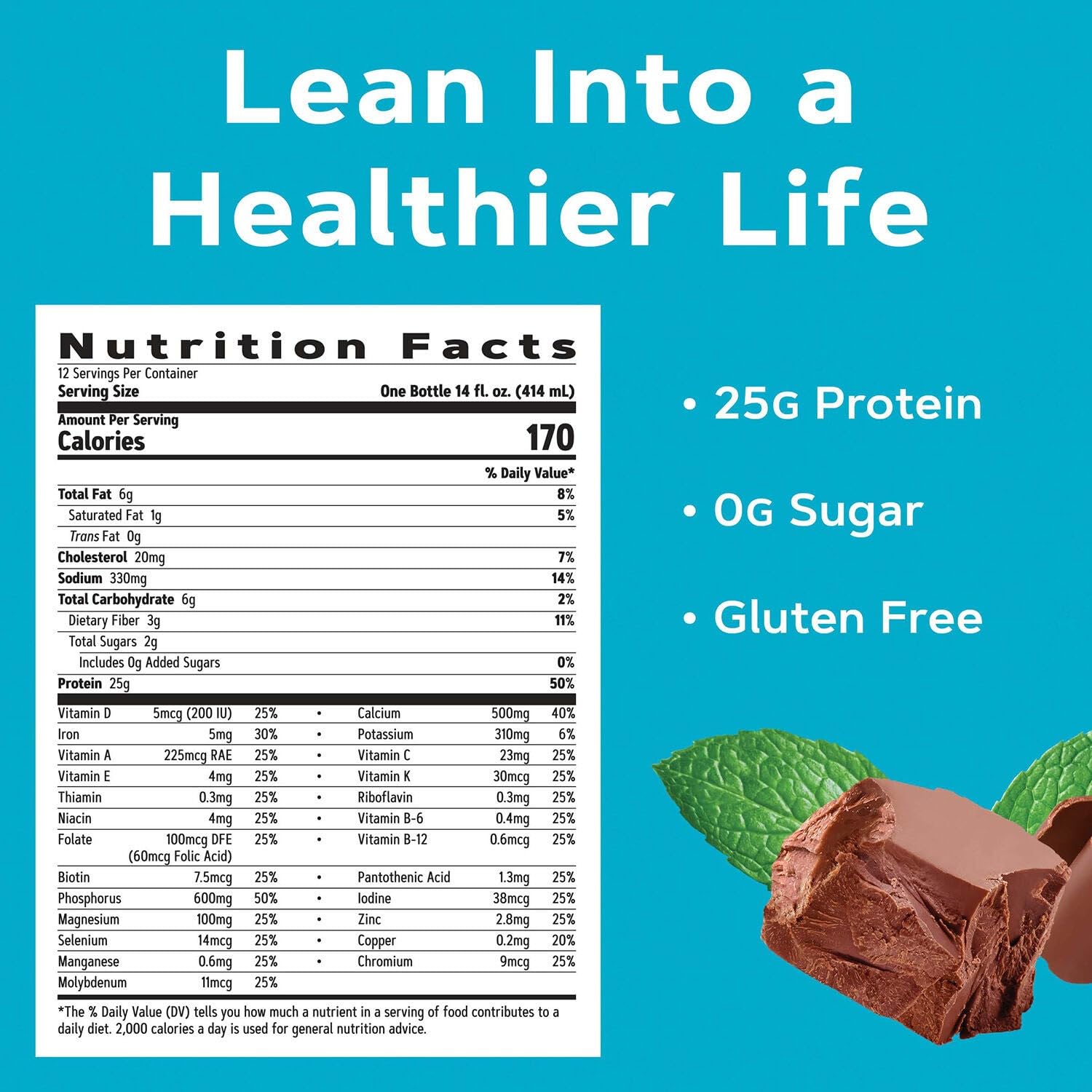 GNC Total Lean Lean Shake Chocolate Mint, sabor chocolate menta perfecto para merienda