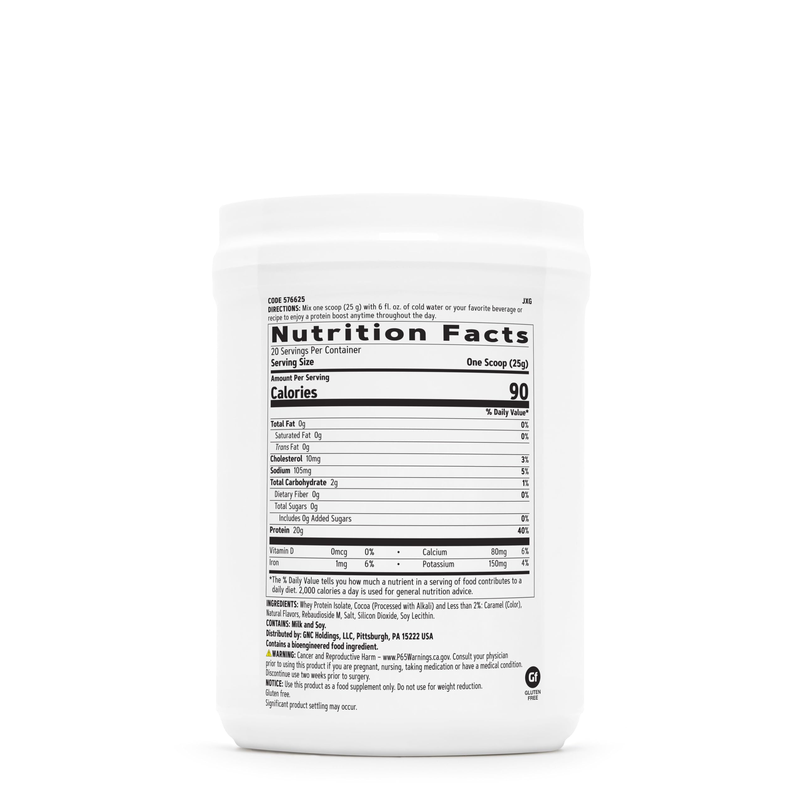 GNC Total Lean Zero Sugar Protein etiqueta detalle sin azúcar, mostrando perfil nutricional claro para decisión informada.