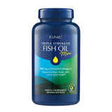GNC Triple Strength Fish Oil Mini, botella visible, posible apoyo para salud cardiovascular y mental.