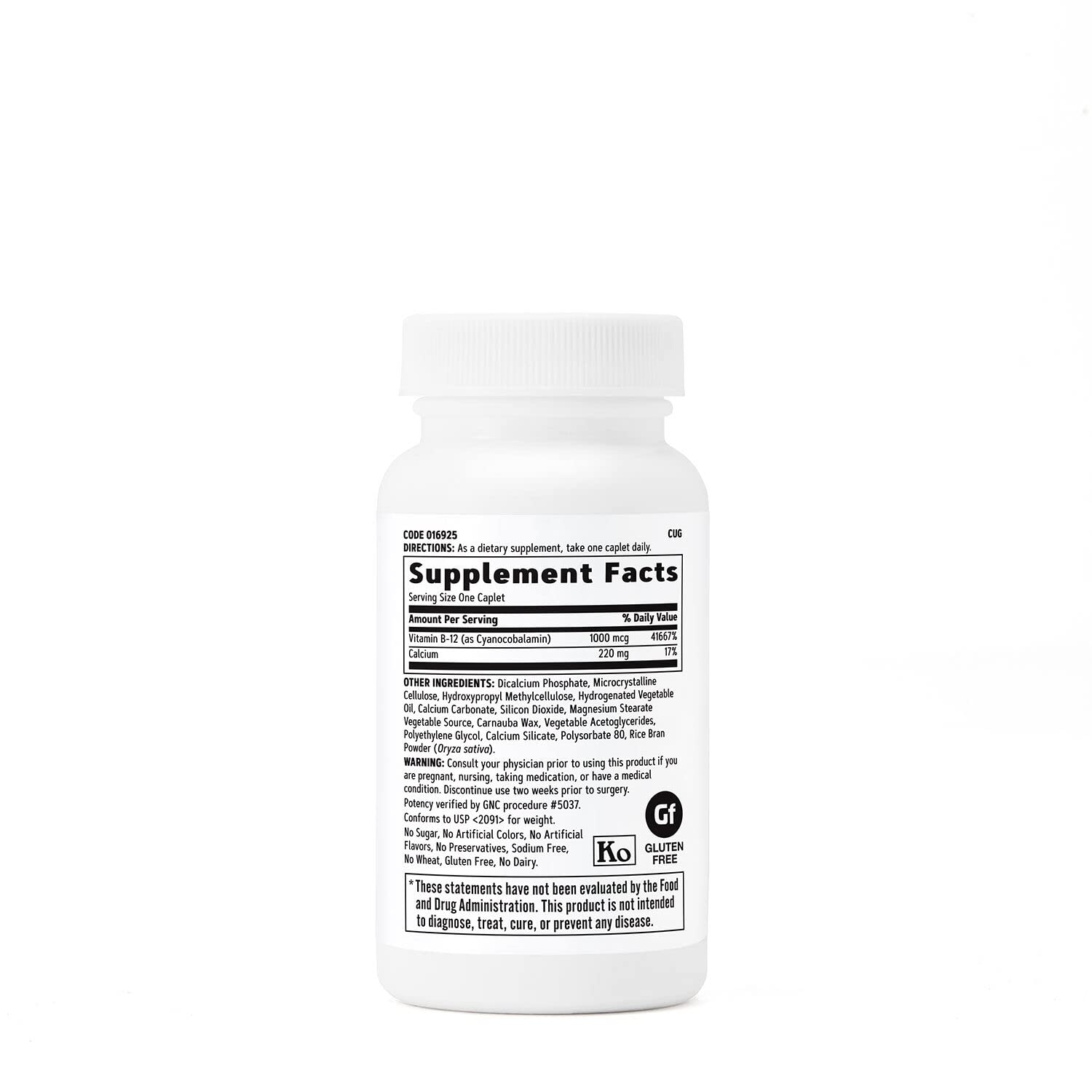 GNC Vitamin B-12 1000mcg: etiqueta nutricional para lectura clara de información