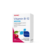 GNC Vitamina B-12 1000mcg en bote, pastillas, apoyo a la energía diaria.