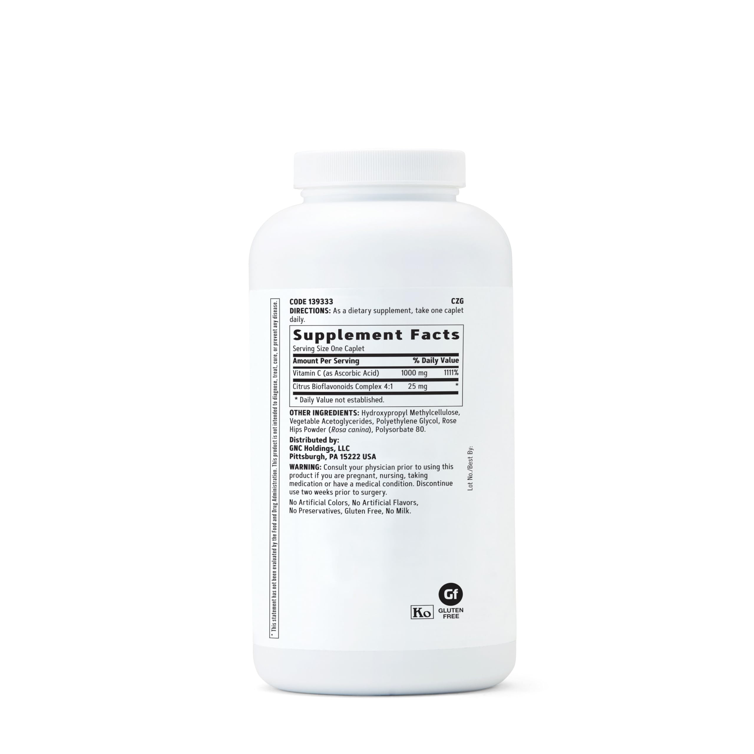 GNC Vitamina C 1000 mg con bioflavonoides cítricos para apoyo antioxidante.