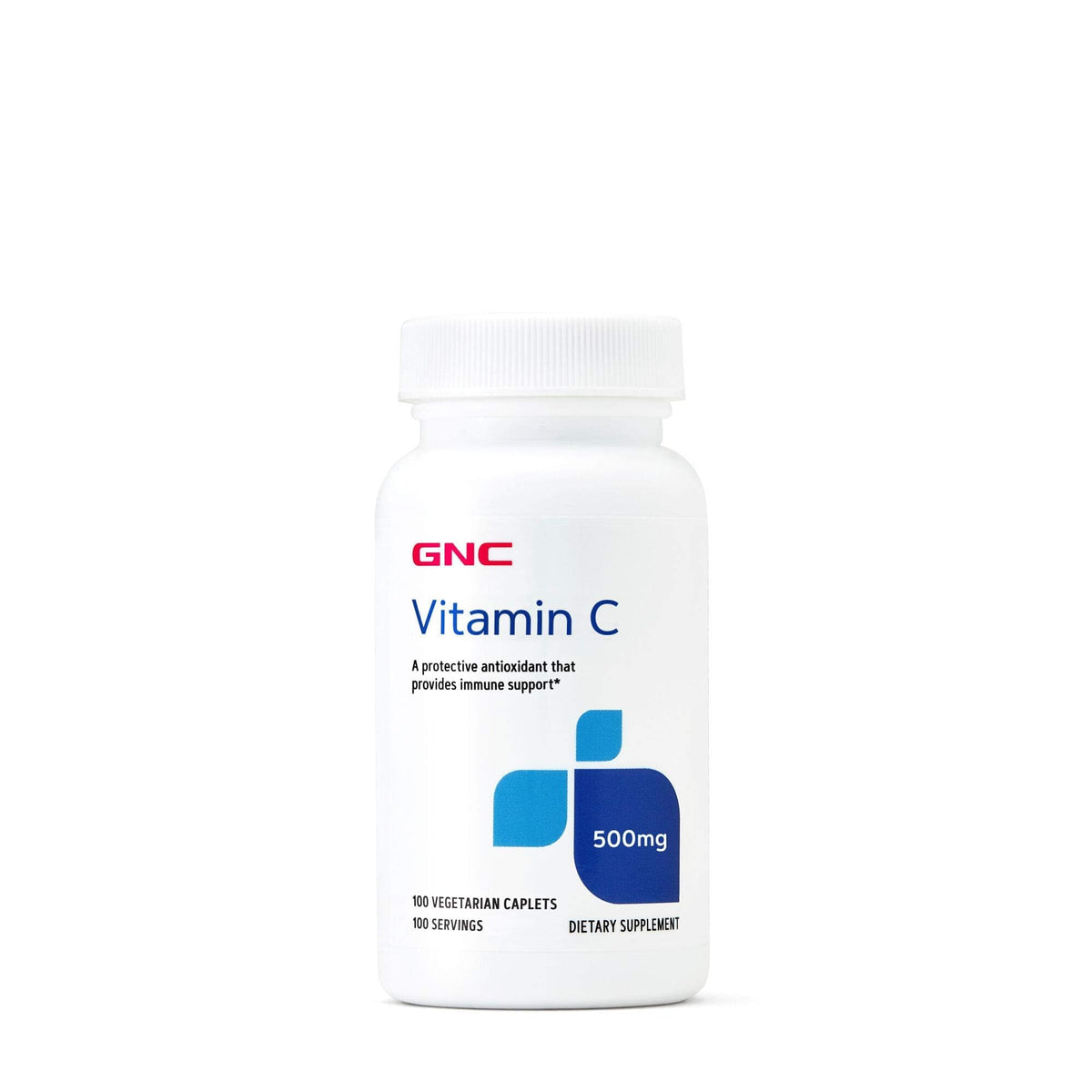 GNC vitamina C 500 mg comprimidos, vista frontal, apoyo al sistema inmunológico diario.