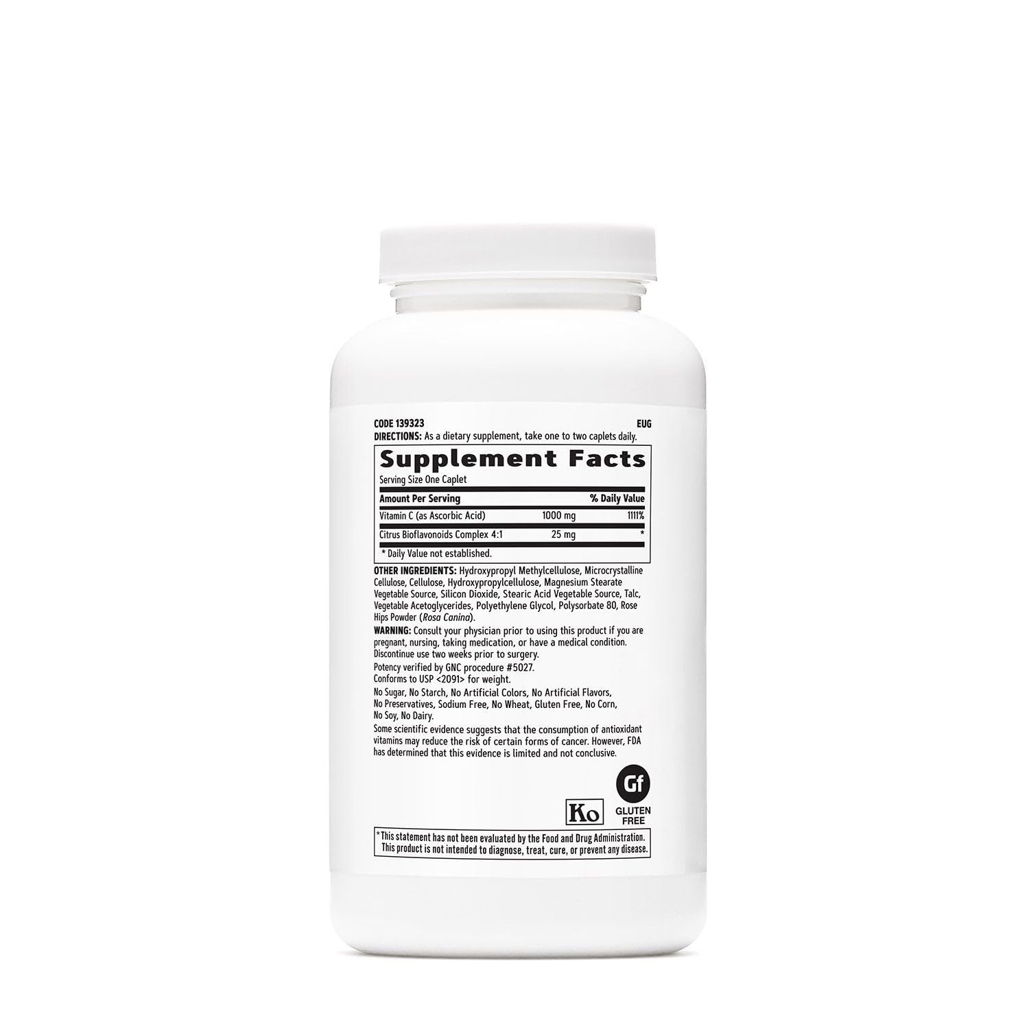 GNC Vitamina C liberación prolongada, etiqueta frontal, dosis diaria fácil y confiable
