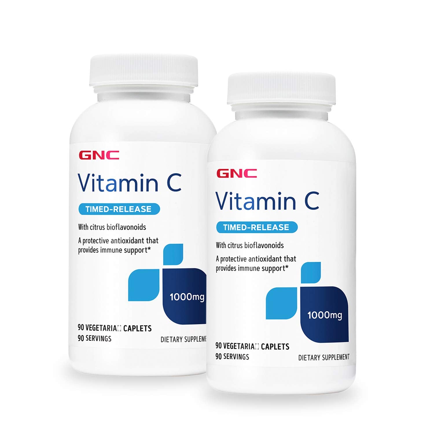 GNC Vitamina C Time-Released 1000 mg, frasco frontal, apoyo al sistema inmune diario.