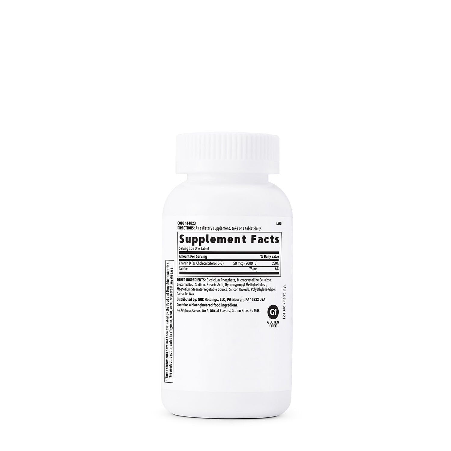 GNC Vitamina D3 50mcg, vista frontal de la caja para uso diario.