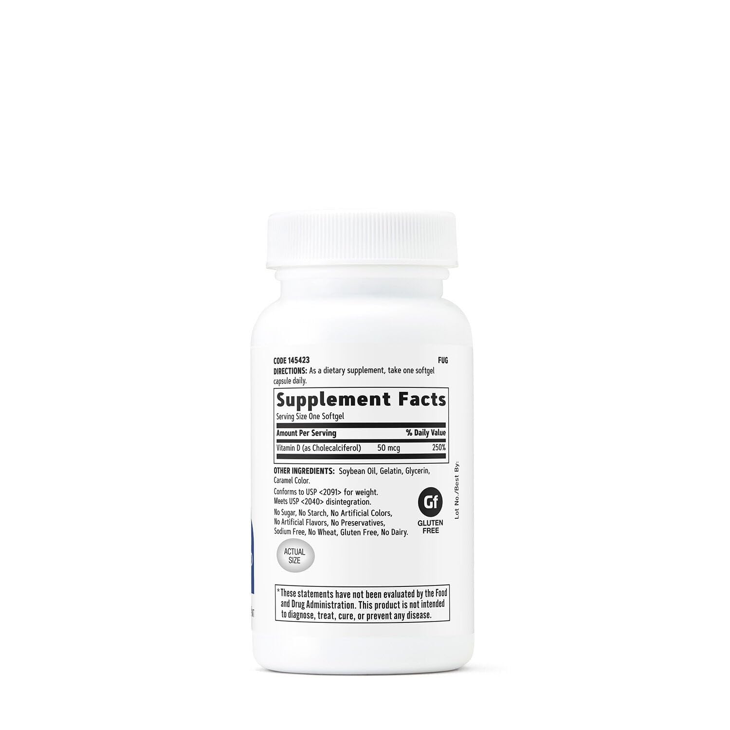 GNC Vitamina D3, frasco de 180 cápsulas, suministro para seis meses.