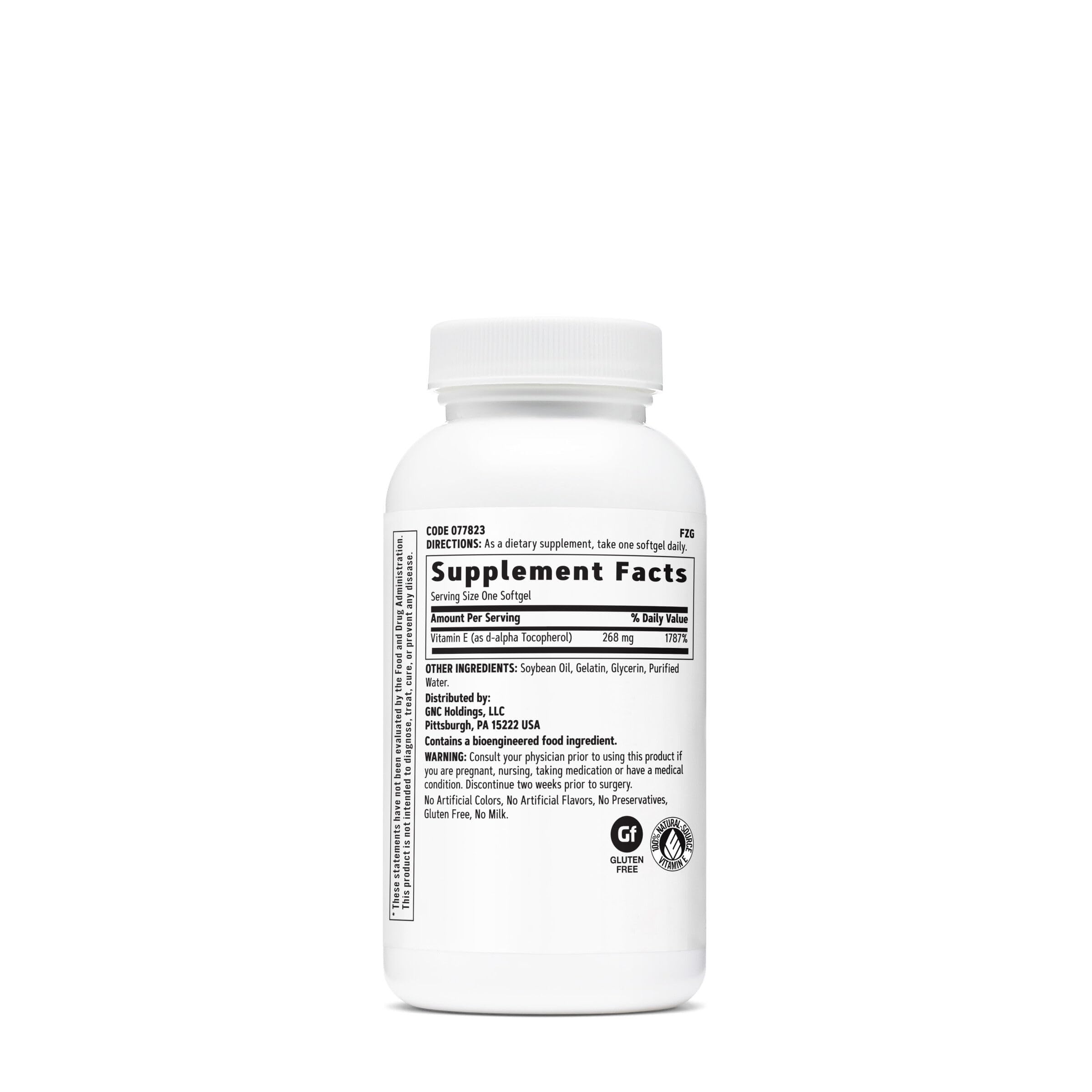 GNC Vitamina E 400 UI, cápsulas blandas vertidas para uso diario sencillo.