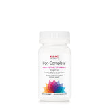 GNC multivitamínico de hierro para mujeres, frasco frontal, apoya la absorción del hierro.