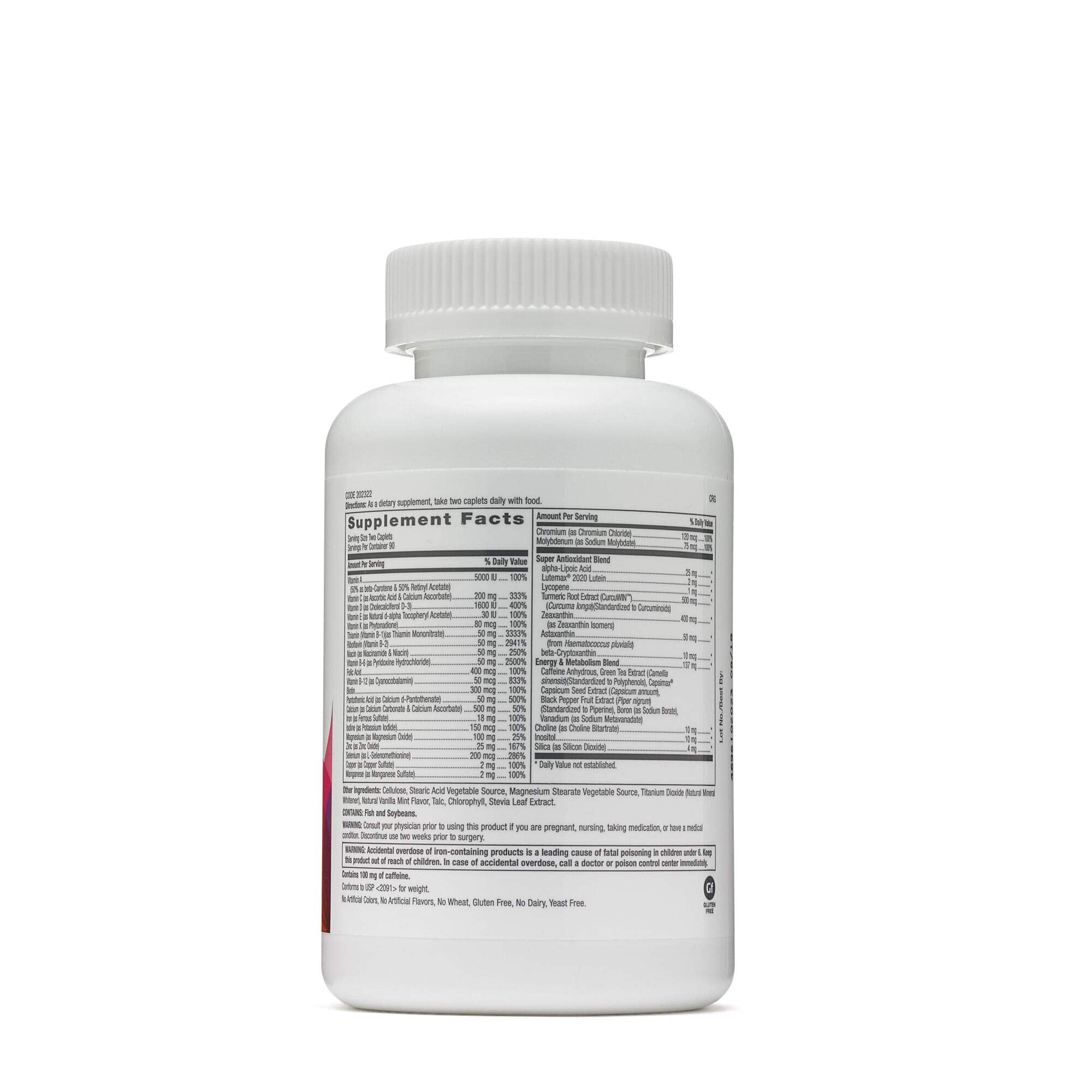 GNC Ultra Mega Energía para mujeres, etiqueta frontal, información sobre metabolismo