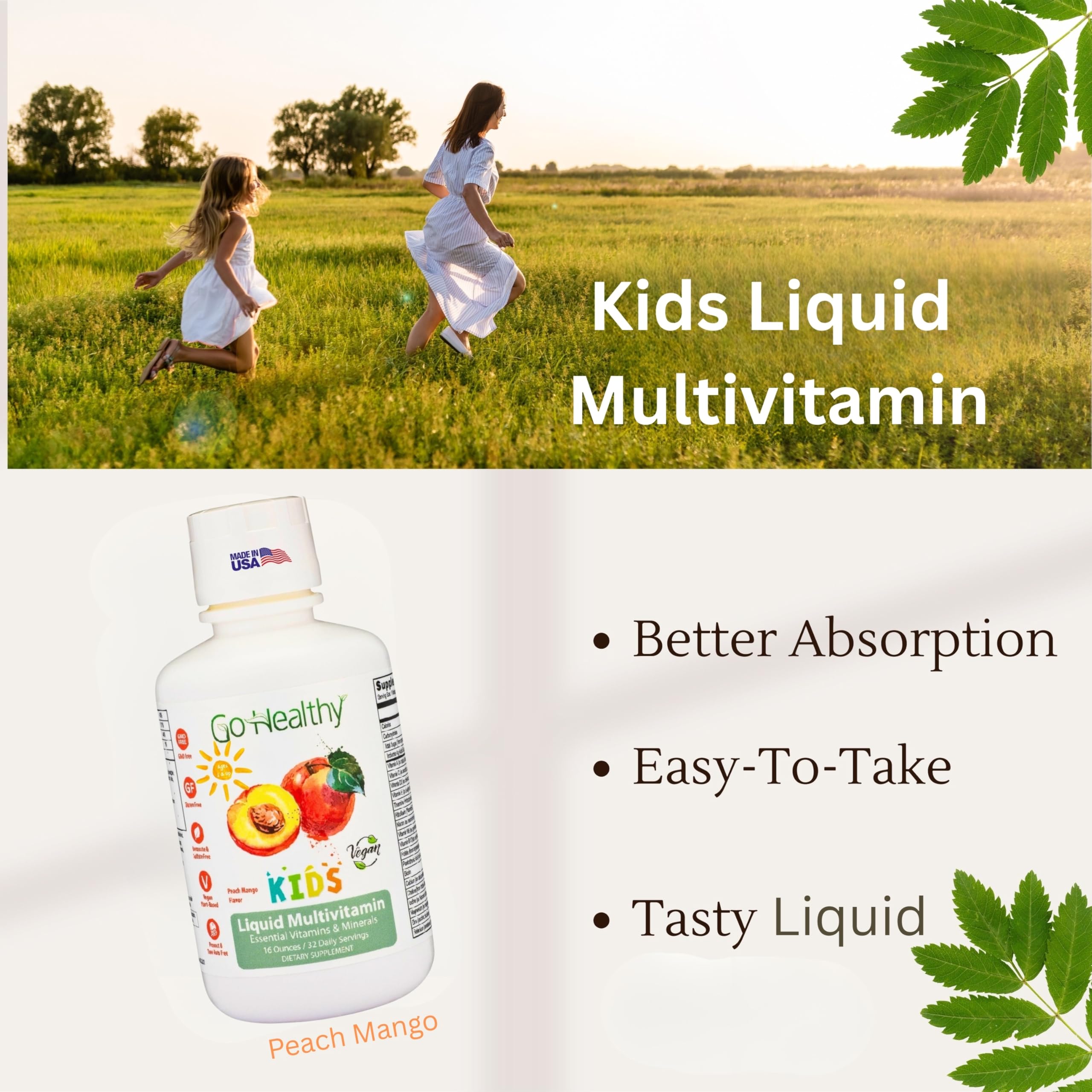 Etiqueta del multivitamínico Go Healthy Natural, muestra fórmula vegana.